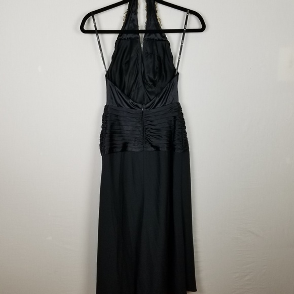 Tadashi halter styled open back shell beaded formal silk black dress size 0 - Picture 8 of 8